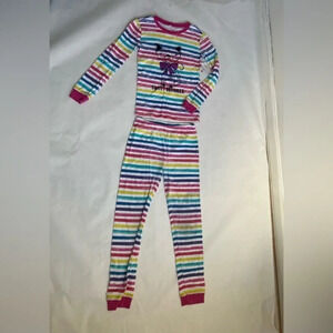 Girls PIJAMA SET Cat Stripped 100 % Cotton SIZE 12 NEW 2 Pieces